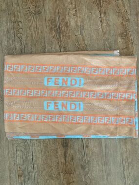 Fendi Zucca FF Monogram Orange Aqua Jacquard Scarf